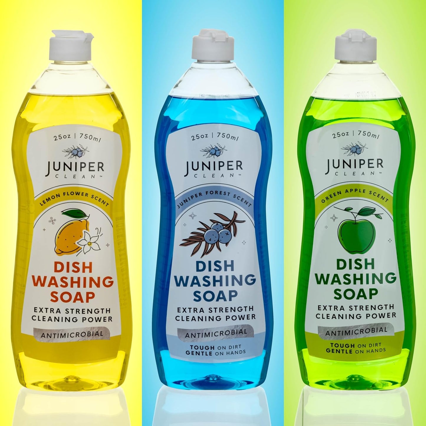 Dish Soap, Lemon & Apple & Forest Scent, Liquid Dish Washing Soap Squeeze Bottle 25 Fl Oz (Pack of 6)