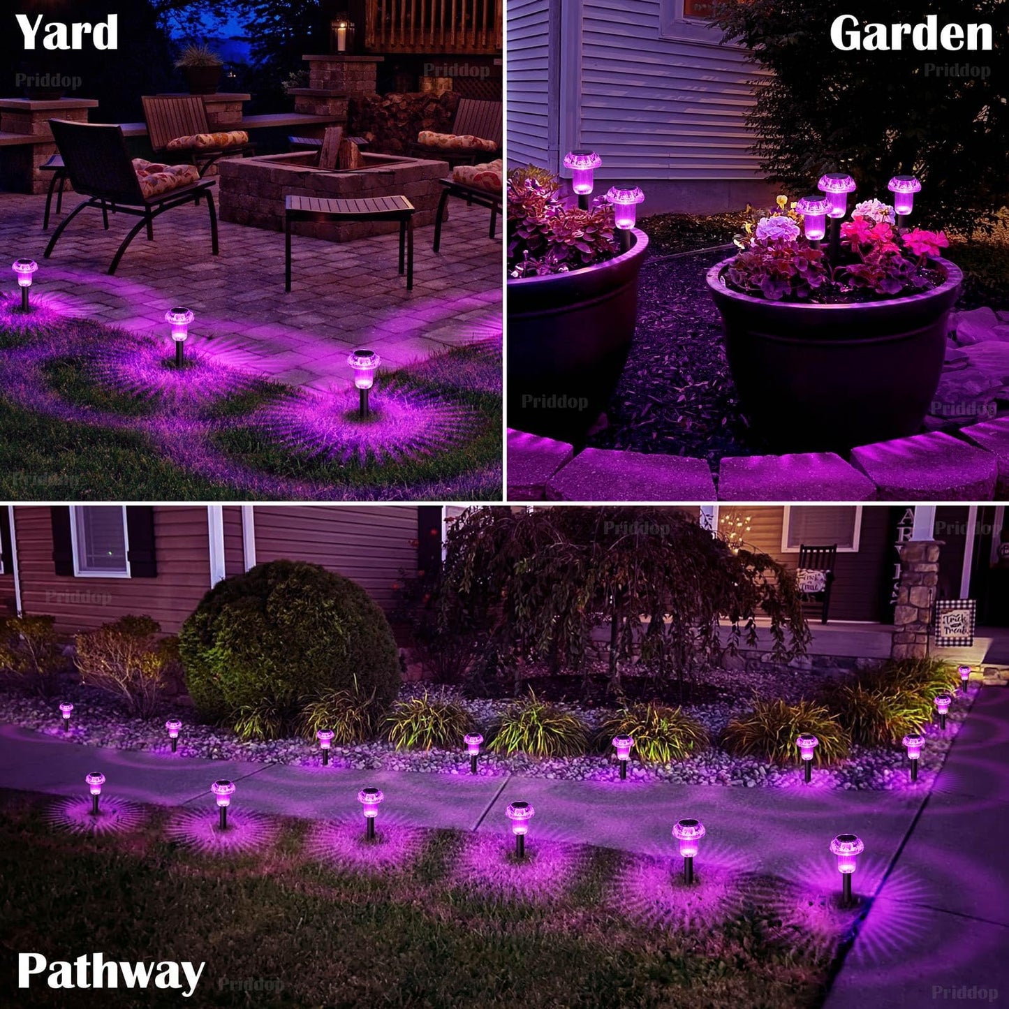 Priddop Halloween Solar Lights Outdoor 8 Pack Purple LED Waterproof Mushroom Outside Lights for Yard Garden Patio Pathway Walkway Landscape Halloween Decorations