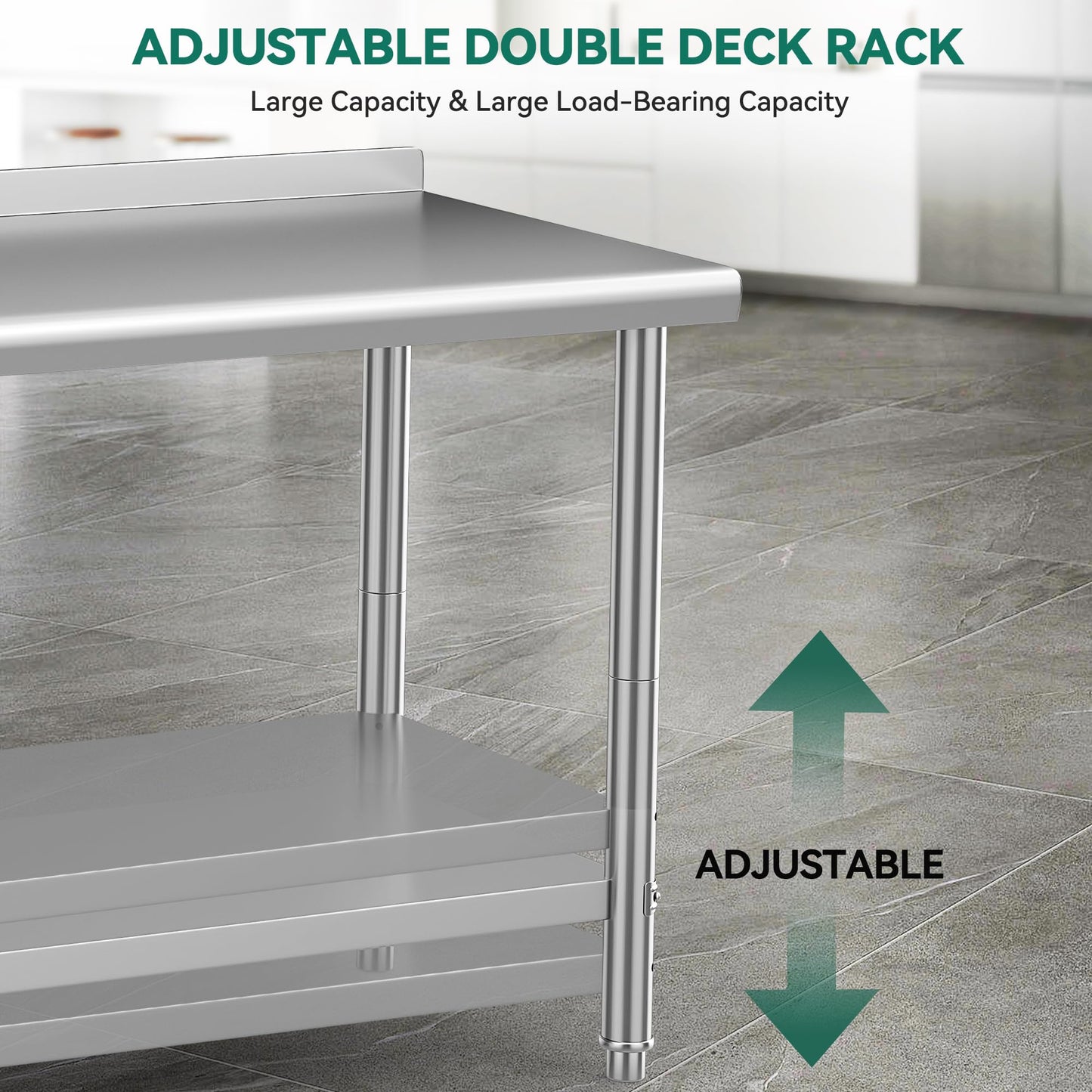 YITAHOME 30" x 24" Stainless Steel Table with Wheels for Prep & Work with Backsplash, NSF Metal Table Prep Table with Undershelf for Home Kitchen Restaurant Garage Warehouse