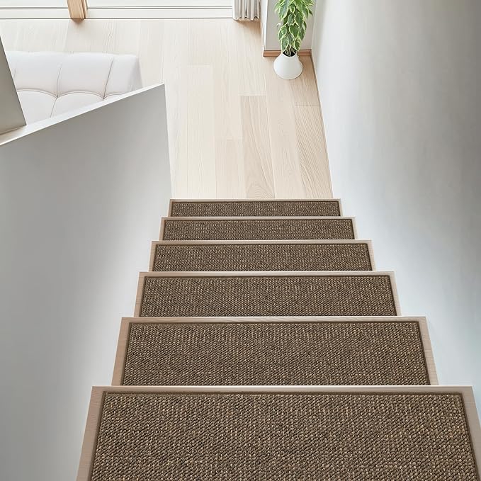 BEQHAUSE Stair Treads for Wooden Steps 28inX9in, Carpet Stair Treads Non Slip Indoor, Machine Washable Stair Runners for Kids Elders and Pets, Carpet for Stair Rugs Mat, TPE Backing, 1pcs, Brown