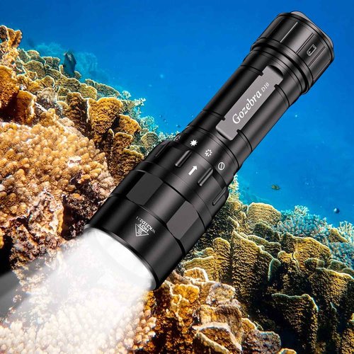 GoZebra D10 4500 Lumen Underwater Light, 3 Modes Dive Light Scuba Diving Flashlight Dive Torch, Waterproof Flashlight Rechargeable, Safety Dive Lights with Battery and Charger for Night Diving