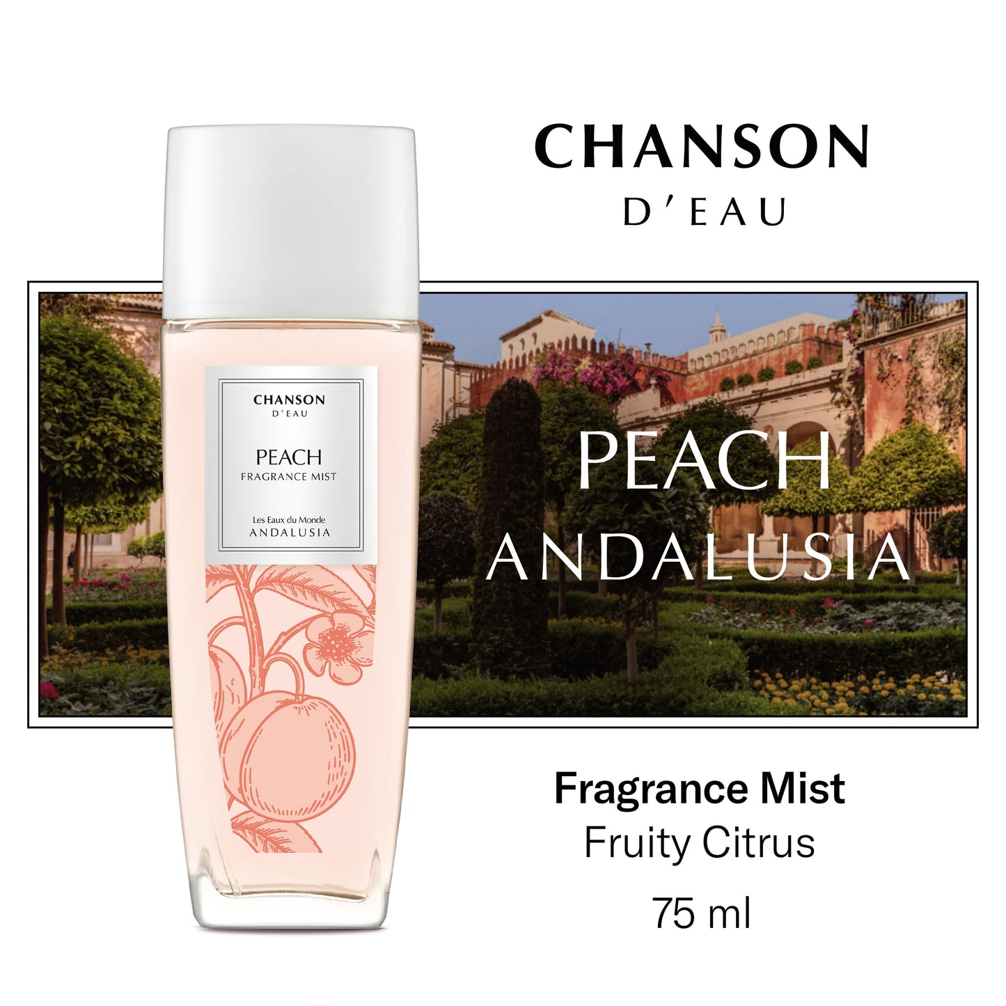 Chanson Peach Hair & Body Mist for Women 2.5 fl oz (Pack of 1), Notes of Bergamot, Peach, and Musk, Women's Fragrance, Long Lasting, Everyday Fragrance, Travel Size