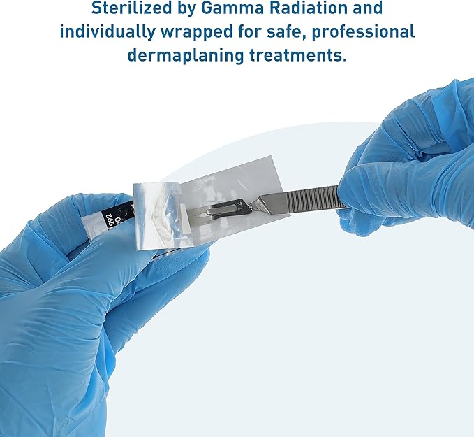 BodyMed Dermaplaning Blades #14 in Carbon Steel, 100 PCS - Disposable, Individually wrapped, Sterile Scalpel Blades for Estheticians, Facial Exfoliation, Hair Removal, Skin Care, Surgical & Podiatry