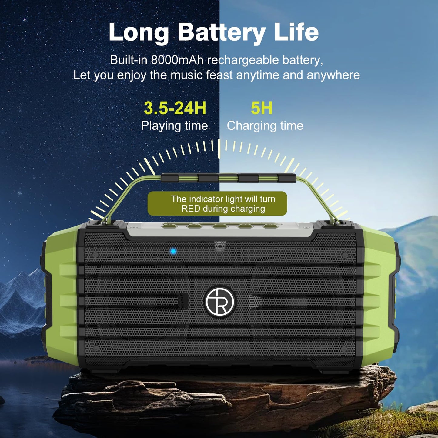 TOMPROAD Portable Bluetooth Speaker 120W Peak 80W Wireless Speakers, TWS Pairing, Deep Bass, Hi-Fi Loud Speaker, IPX6 Waterproof, DSP Sound Boombox for Outdoor, Camping, Party, Beach