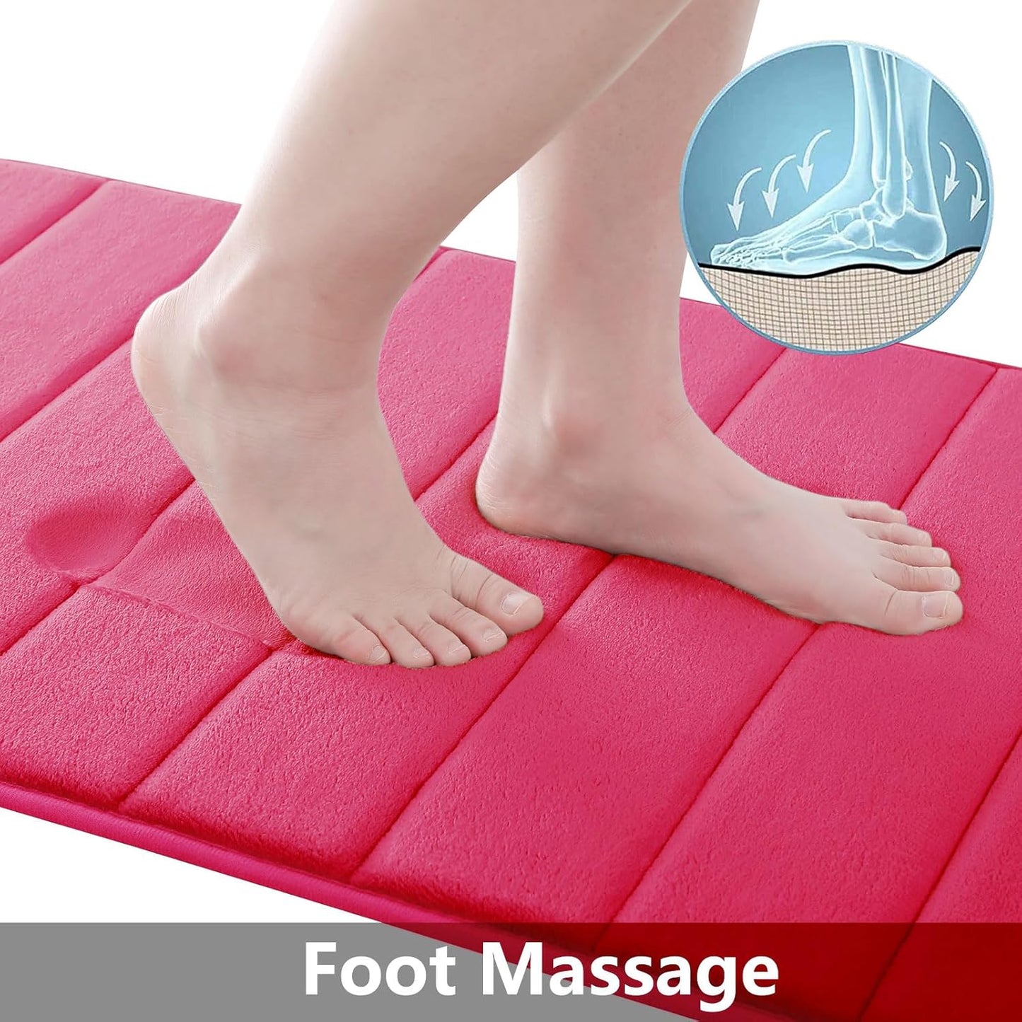 Buganda Memory Foam Bath Mat, 47" x 24", Ultra Soft and Non-Slip Bathroom Rugs, Water Absorbent and Machine Washable Bath Rug Runner for Bathroom, Shower, and Tub, Deep Pink