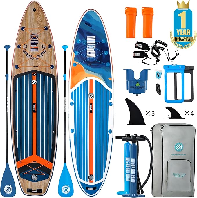Niphean Inflatable Paddle Board, Niphean Inflatable Stand Up Paddle Board with Durable SUP Accessories, 11' and 10'6'' Sta...