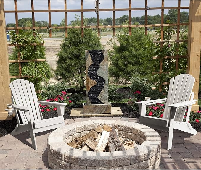FUNBERRY Folding Adirondack Chair, All Weather HDPE Fire Pit Chairs with Cup Holder for Outdoor