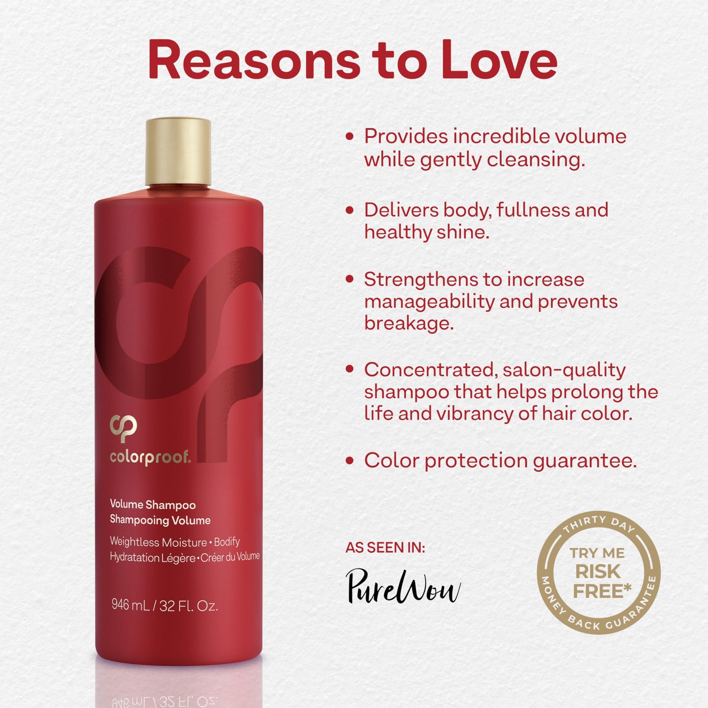 ColorProof Volume Shampoo for Women 32 Fl. Oz. Volume Shampoo, White Nectarine Scent, Sulfate Free Shampoo