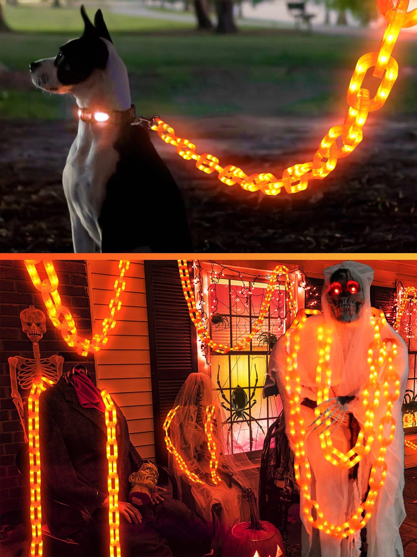 Halloween Decorations Battery String Lights - 10 Ft 160 LED Plastic Chain String Lights with Waterproof, 8 Lighting Modes and Timer Function US Patent Product (Orange)