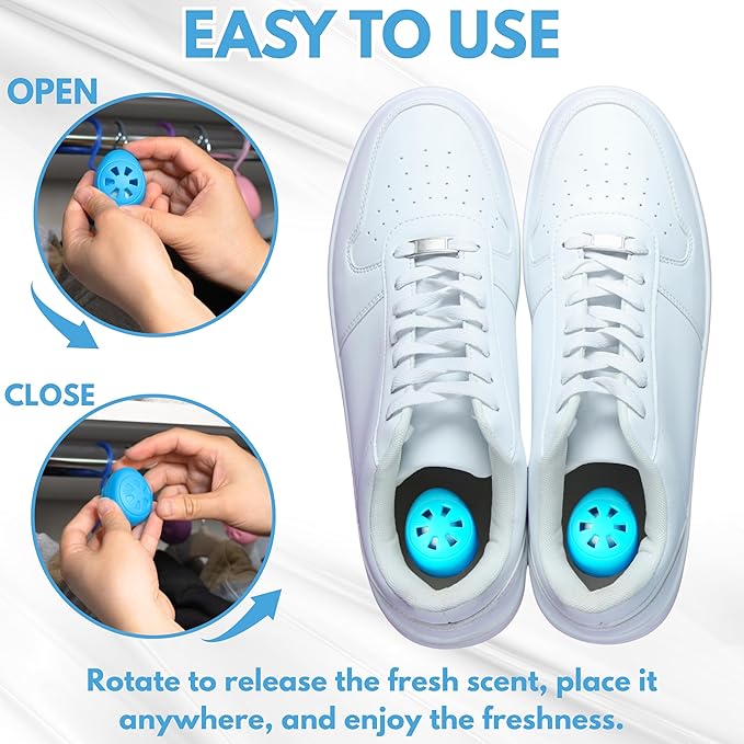 Air Jungles Shoes Deodorizer Ball 6 Count, Fresh Linen Scent, Odor Remover Balls for Sneakers, Gym Bags, Lockers, and Drawers. Essential Oil Provides Natural Freshness