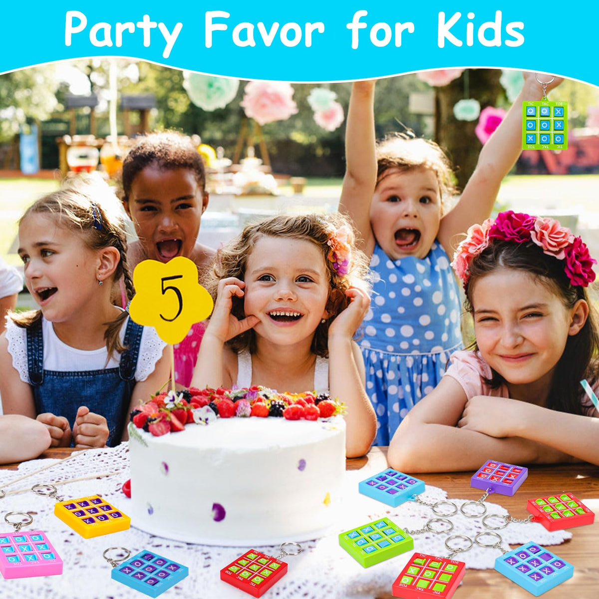 Party Favors for Kids 8-12 4-8 ,16 Pack Tic Tac Toe Game Keychain Fidget Bulk Back to School Student Gifts Classroom Treasure Box Toys Prizes Goodie Bag Stuffers Pinata Fillers Birthday Return Gifts