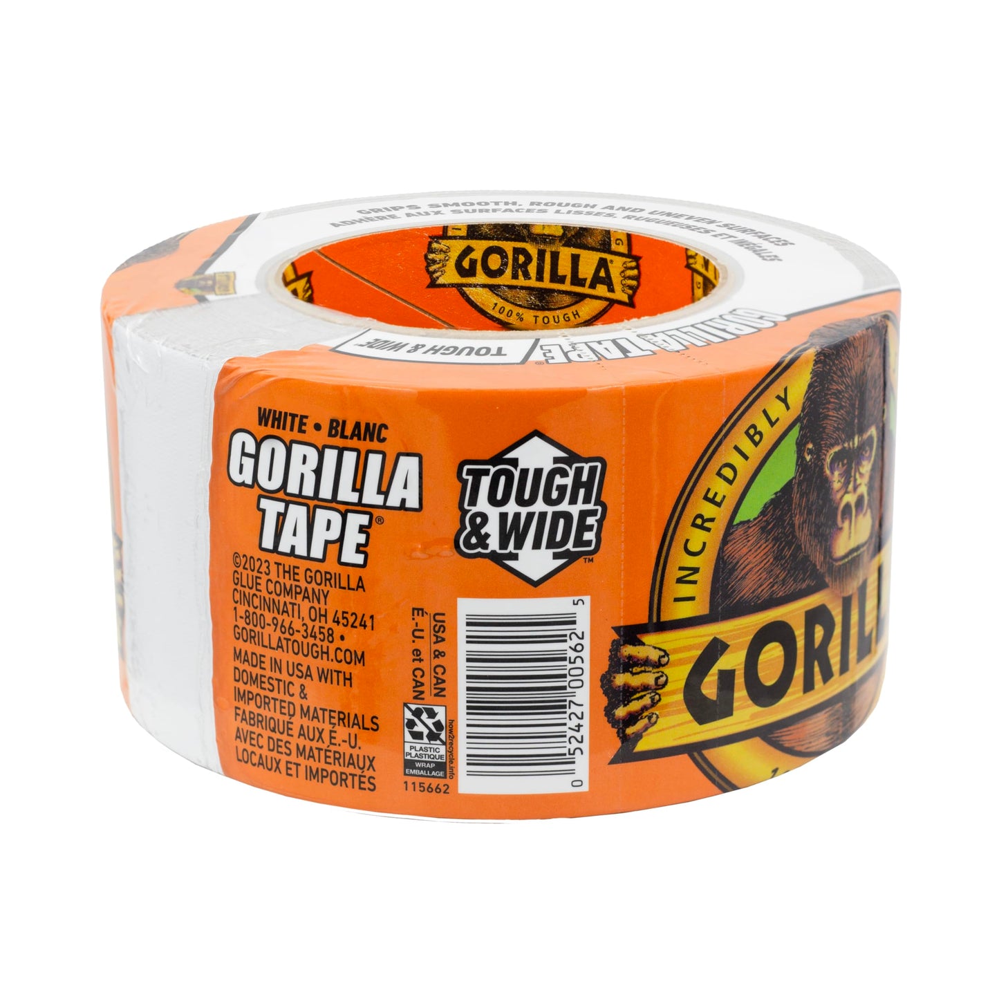 Gorilla Tape Tough & Wide, White Tape, 2.88" x 25 yd (Pack of 1) - Heavy Duty and Weather Resistant for Indoor or Outdoor