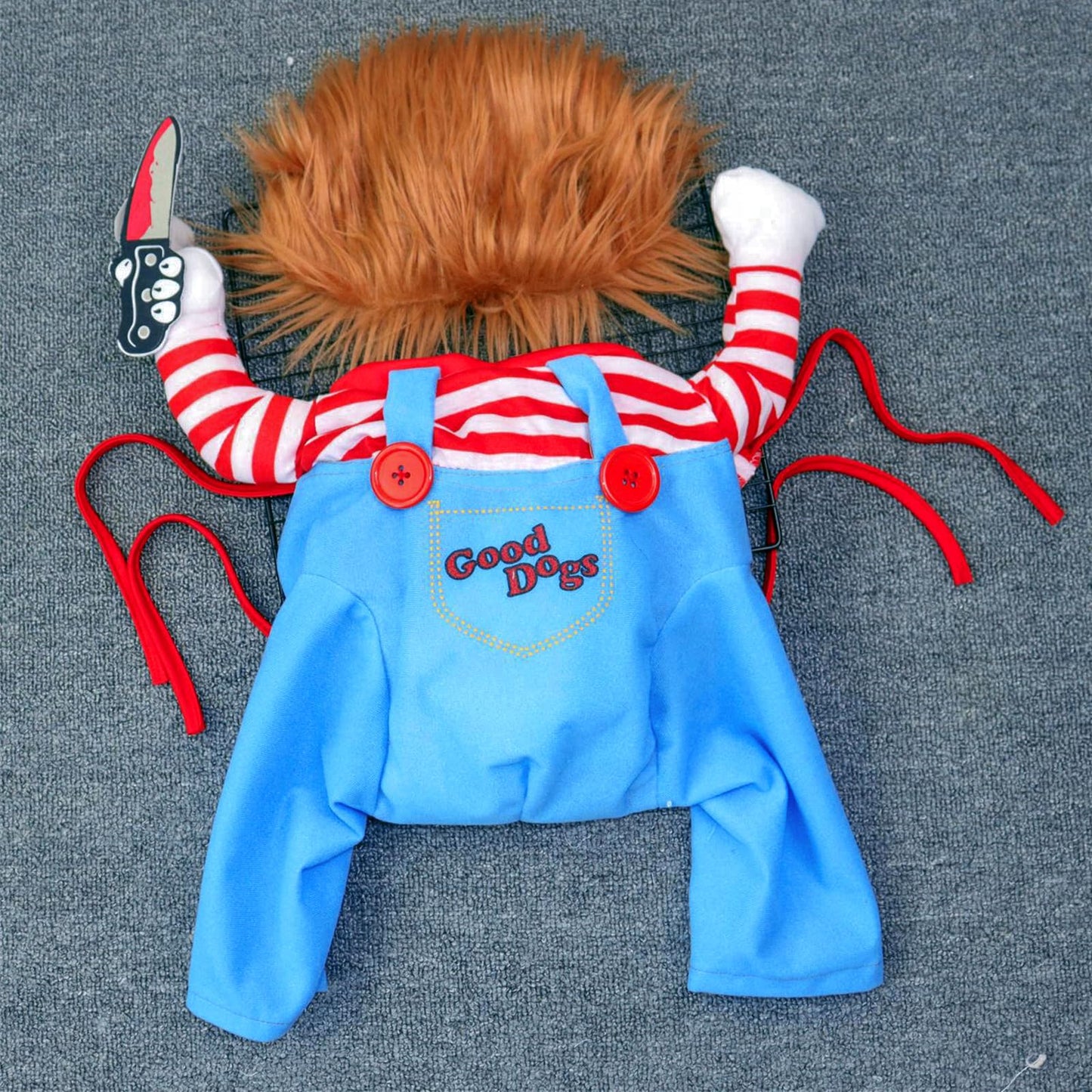 Dog Halloween Costume,Funny Chucky Dog Costume with Pet Wig,Cosplay Scary Outfit with Knife Clothes for Dogs (Small)