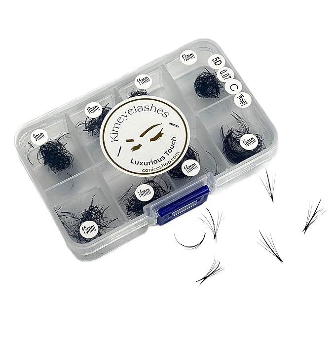 Premade Fans Eyelash Extension 500 Fans Handmade Loose Volume Lashes 5D/8D/10D/12D Pre-made Fans 0.05mm 0.07mm C/D Curl 9-16mm Hybrid Wispy Promade lashes (Wispy 5D - 0.07, Curl D)