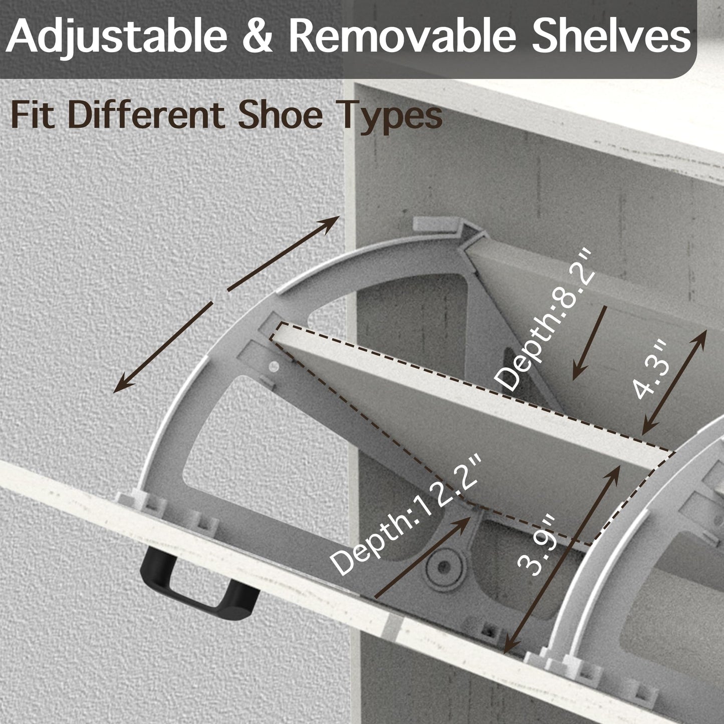 VINYUSE Shoe Cabinet with 4 Flip Drawers, Shoe Storage Cabinet for Entryway, Freestanding Hidden Shoe Cabinet Organizer with Open Storage, Narrow Shoe Rack with Metal Legs, Oak White