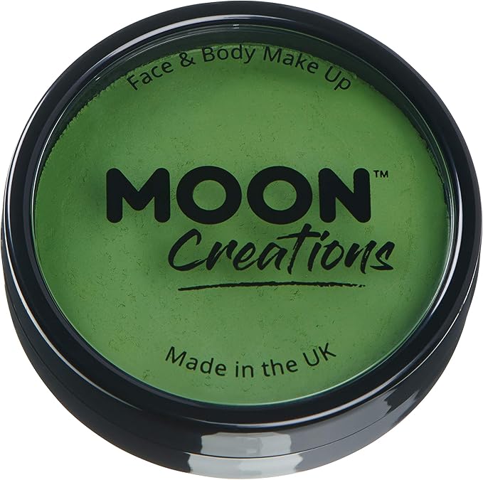 Moon Creations Pro Face & Body Paint Cake Pots Grass Green - Professional Water Based Face Paint Makeup for Adults, Kids - 1.26oz