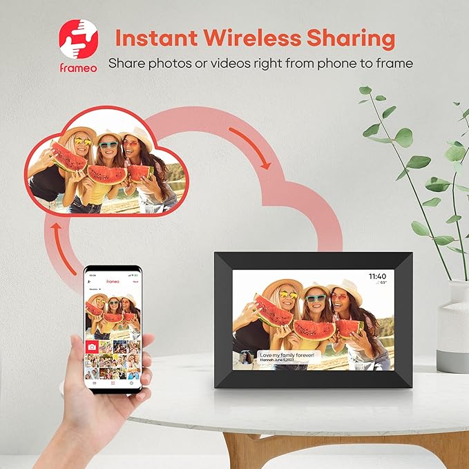 BIGASUO Digital Picture Frame, 10.1" Frameo Digital Frame WiFi with 32GB Memory, 1280x800 IPS Touch Screen, Send Photos/Videos from Your Phone Anywhere, Photo Gifts for Parents and Grandparents 2 Pack