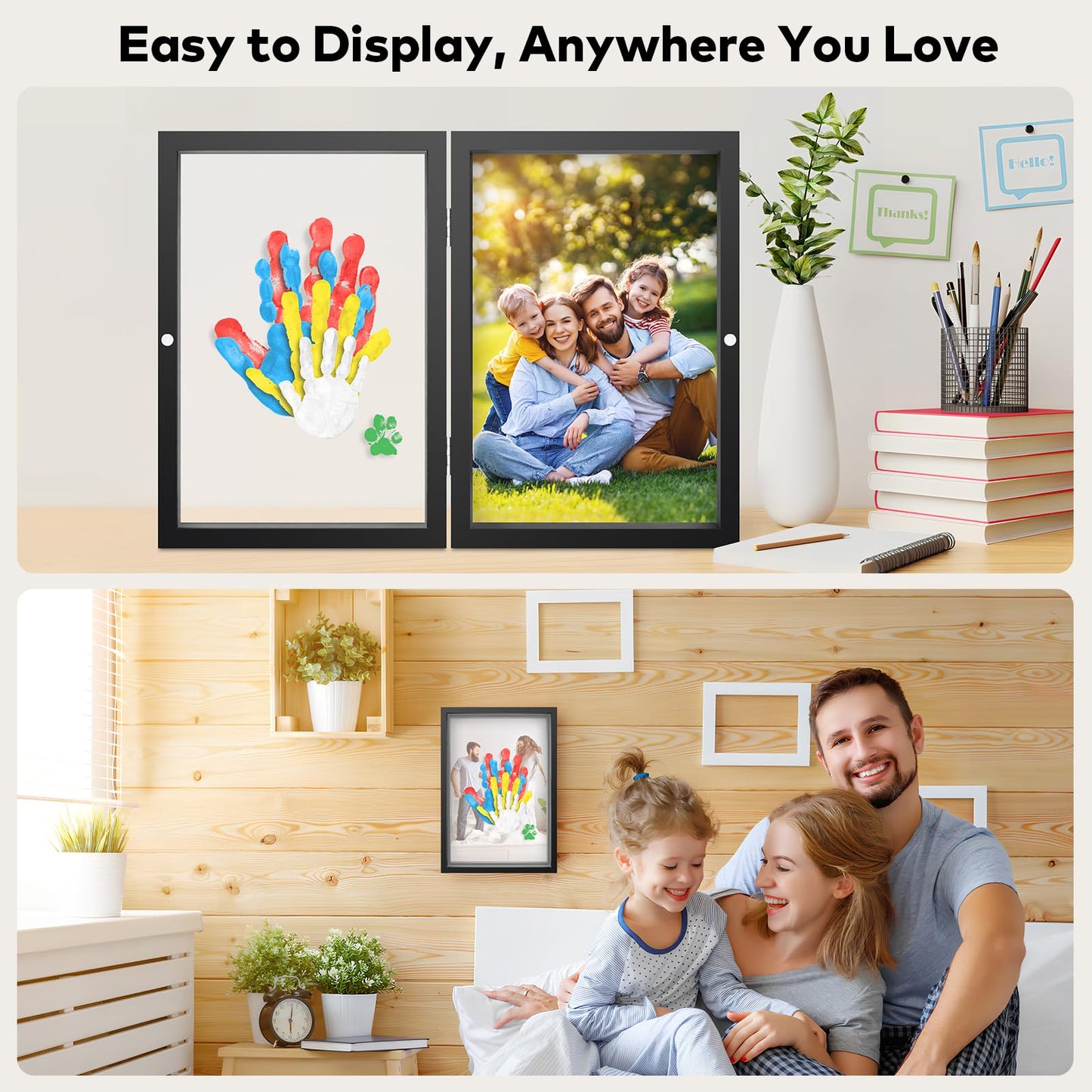 Omrhvi Family Handprint Kit, DIY Craft Keepsake Photo Frame, Hand Print Ornament Kits, Family Gifts for New Parents & Mom & Baby, Grandparents, Couples, Father's Day, Mother's Day, Anniversary