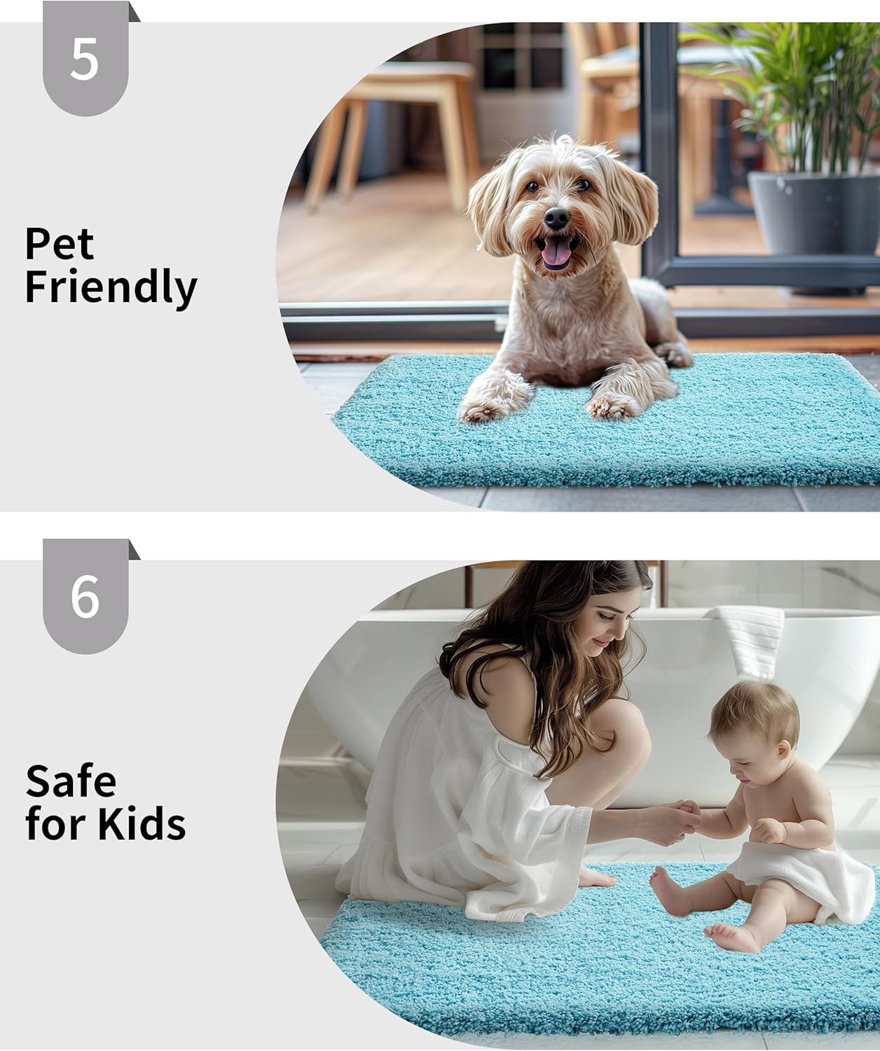Teal Bathroom Rug 24x48 Non Slip Fluffy Bath Mat for Bathroom Floor Washable Plush Luxury Bath Rug for Tub Soft Shaggy Absorbent Shower Sink Mat