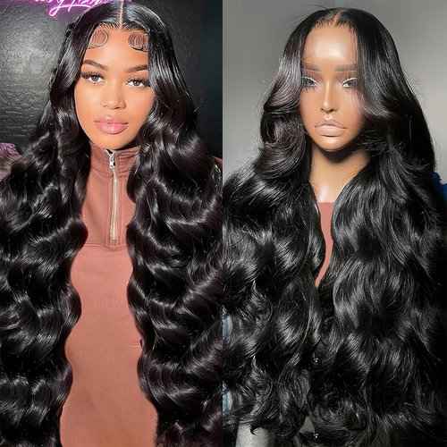 5x5 HD Lace Closure Wigs Human Hair Pre Plucked with Baby Hair Pre Cut Lace Glueless Wig Wear and Go 3 Seconds Body Wave Lace Closure Wig with Natural Hairline 200% Density (Natural color, 26 Inch)