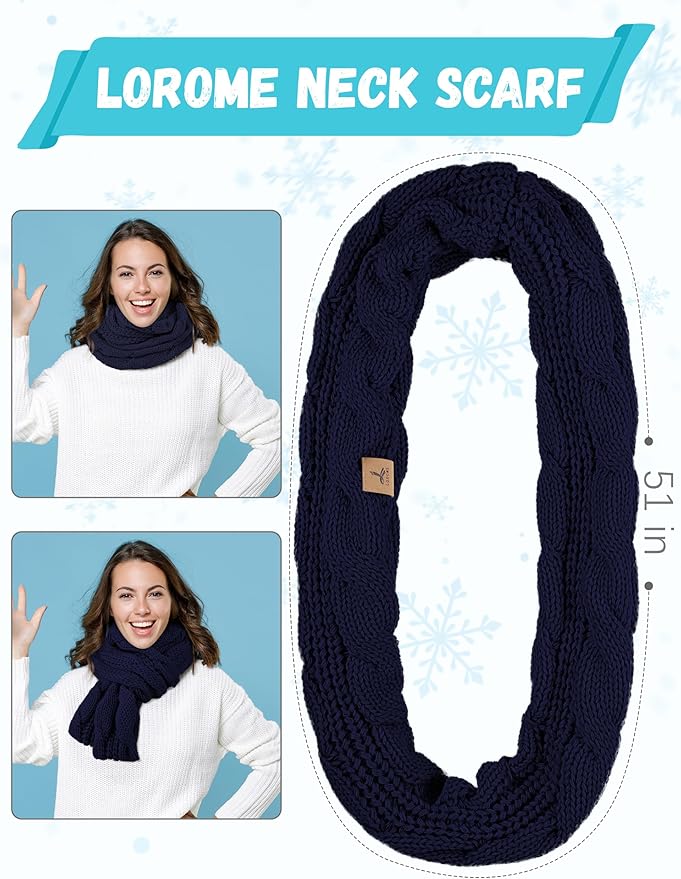 Winter Hat Scarf Gloves and Ear Warmer, Warm Knit Beanie Hat Touch Screen Gloves Set Winter Gifts Neck Scarves for Women