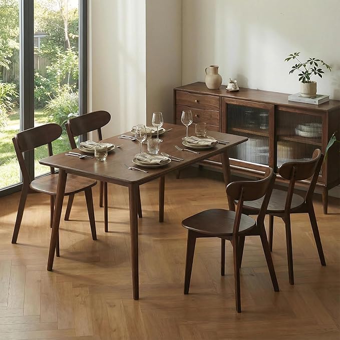 Bamskov 100% Solid Wood Dining Room Chairs - Practical Kitchen Chairs - Wood Chair for Dining Room, Kitchen (1, Walnut)