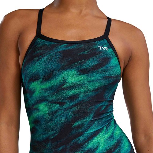 TYR Women's Durafast Elite Diamondfit Swimsuit, Green/Soren, 30