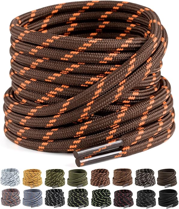 Puzeam 2 Pairs Work Boots Shoe Laces 4.5mm Heavy Duty Hiking Shoelaces for Men & Women