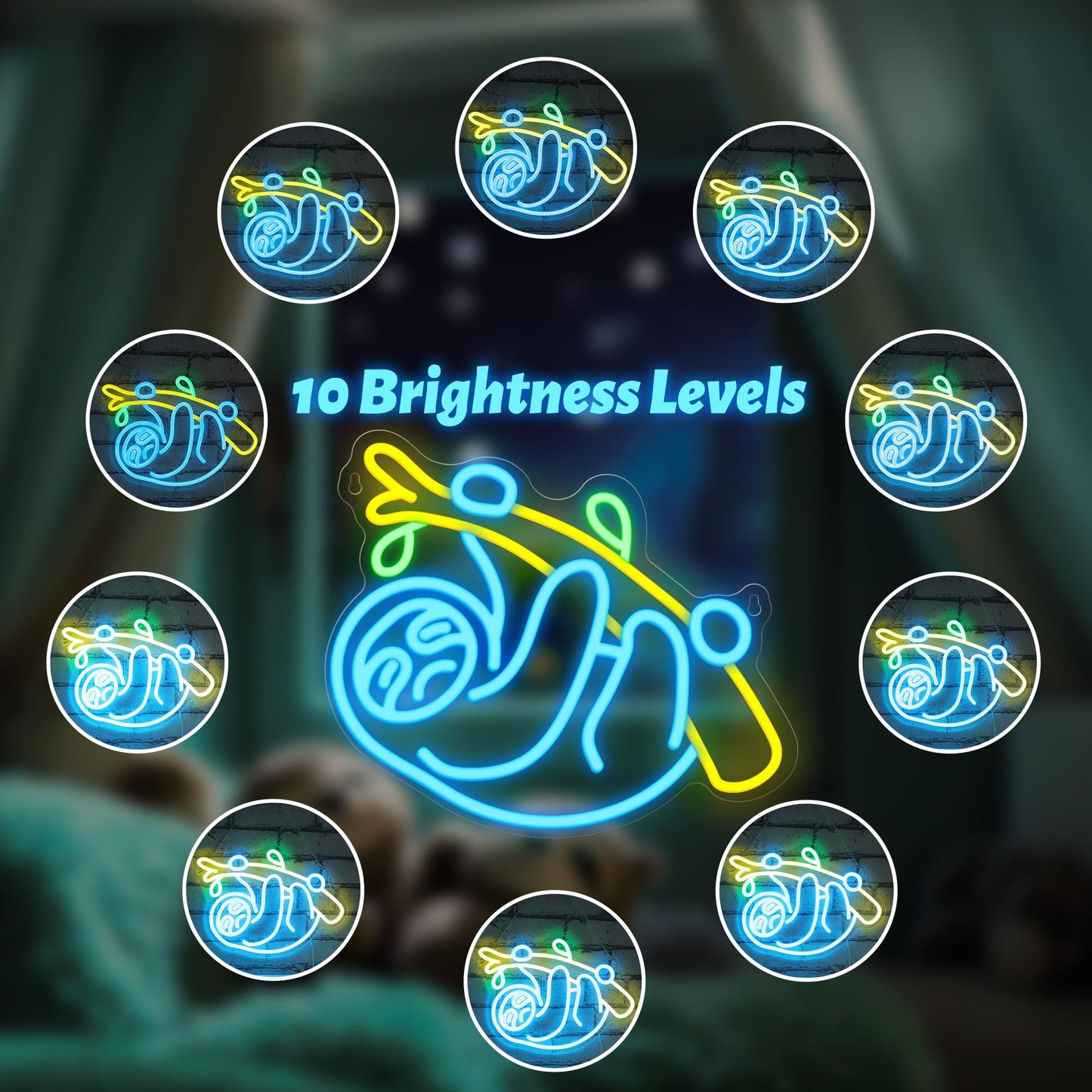 CoolGift Mart Sloth Neon Sign, Sloth Lamp Wall Decor, Dimmable Birthday Party Decorations for Home, Patio, Garden, Bars, Restaurants, Hotels, Stores, Clubs, Ideal Gift for Friends, Family and Kids