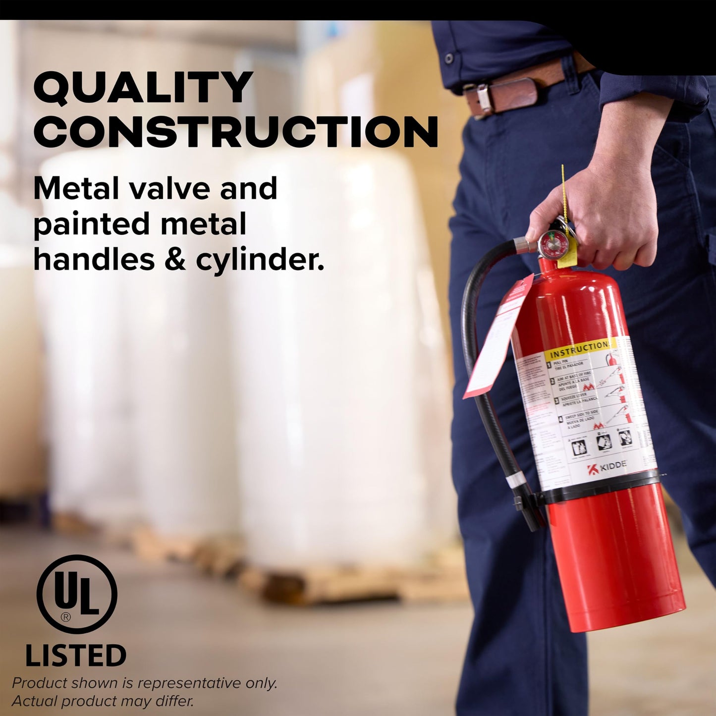 Kidde Commercial-Grade Fire Extinguisher for Office, Parking Garages, Rechargeable, 3A40BC
