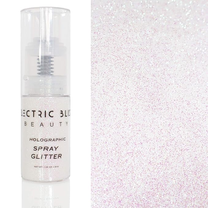 Iridescent White Glitter Spray - 30g Loose, Face, Hair, Eye & Body Glitter for Women - Rave & Festival Accessory - Cosmeti...