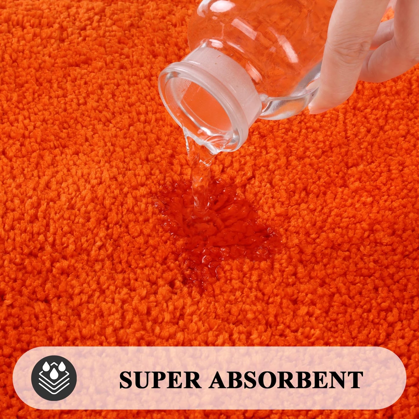 SHACOS Super Soft Bathroom Rugs 20"x32" Bath Mats Fluffy Non Slip Washable Absorbent Bath Rugs Carpets for Bathroom Floor Tub Shower Vanity Sink Home Decor Accessories, Orange Red 1'8" x 2'8"