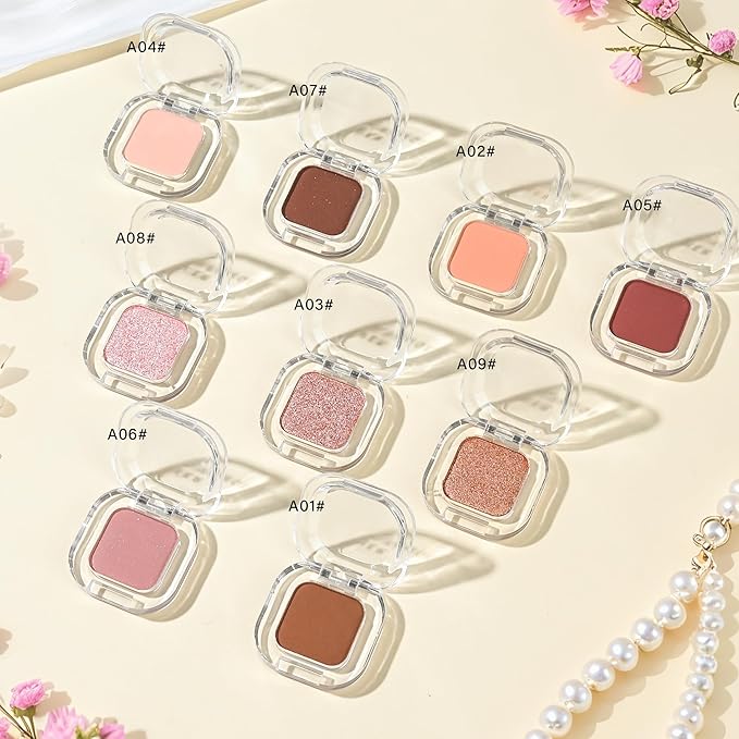 Brown Shimmer Single Eyeshadow Makeup Powder Palette，High Pigment Blendable Formula Eye Make-up for Women，Neutral Eye Shadow，sombras para ojos，Longwear Waterproof，Vegan & Cruelty-Free，Eyeshadow Gift
