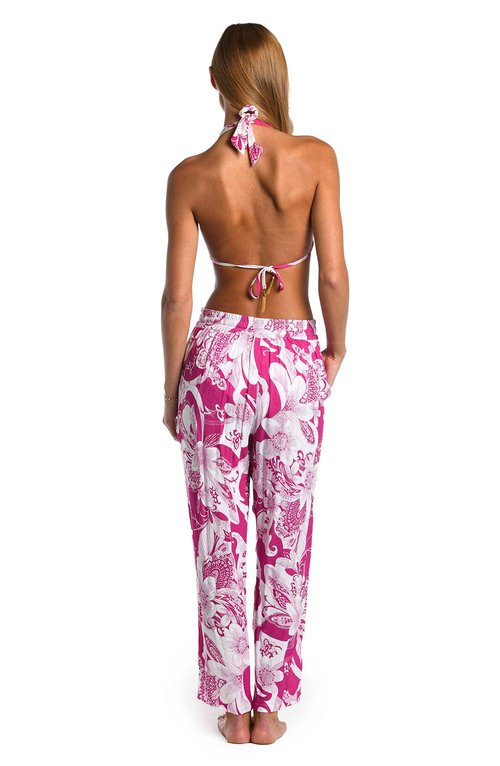Sunshine 79 Women's Standard Trouser Pant Swimsuit Cover Up, Fuchsia//Boho Blooms, Large