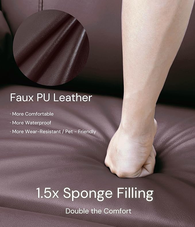 GarveeHome Oversized Wide Recliner Chair - Faux PU Leather Large Manual Recliner for Adults, Lazy Chair with 1.5X Sponge Comfort Arm and Back for Living Room, Bedroom