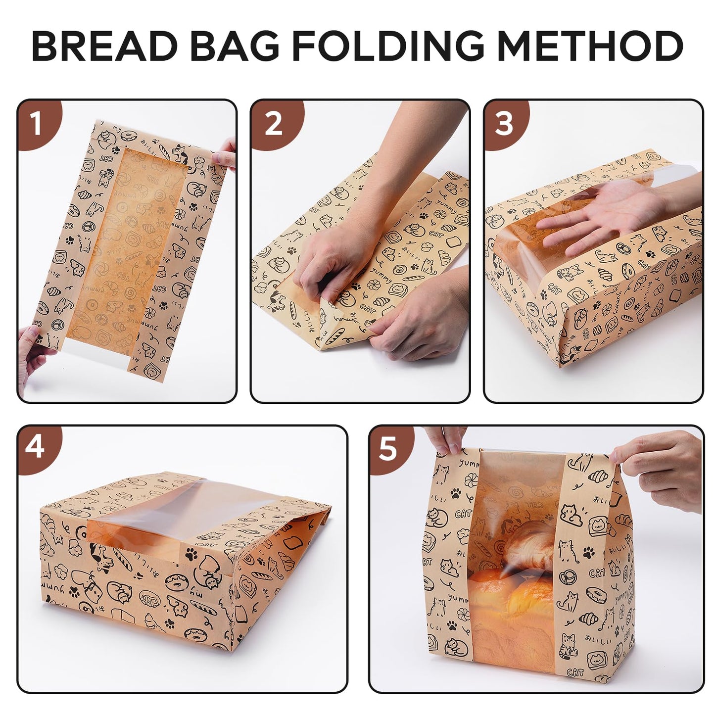 betkou 24PCS Paper Bread Bags for Homemade Bread and Sourdough, Clear Window Bakery Bags for Storage and Gifting, 50% Thicker Kraft Material, Includes Sealing Stickers
