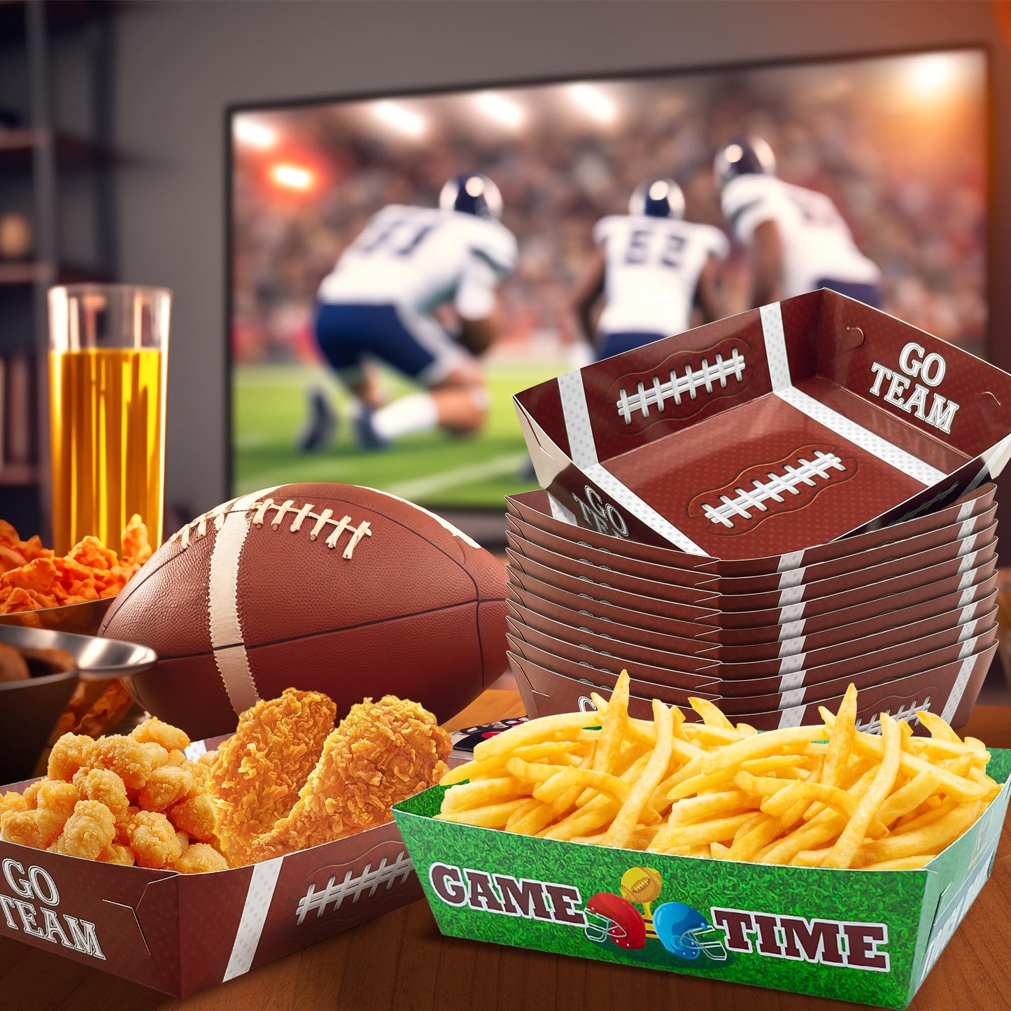 OHOME Football Party Supplies - 40 Pack Football Party Decorations 2026 | Football Plates Disposable Trays for Football Party Favors - Football Accessories Decor for Birthday Party