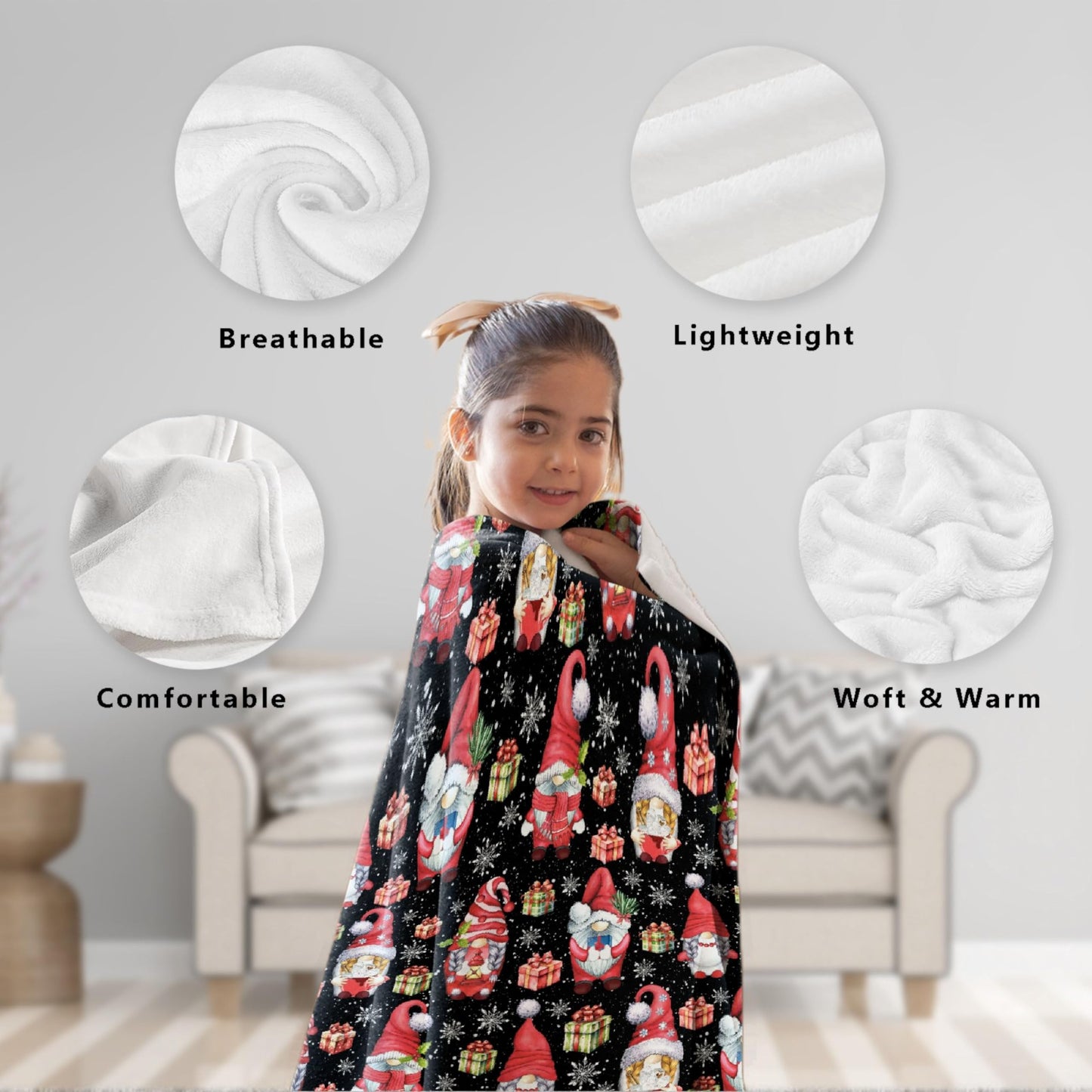 Christmas Gnomes Throw Blanket is Super Soft and Warm,The Lightweight Flannel Blanket is for All-Season Use,A Great Choice for Gifts 40"x30"for Pet