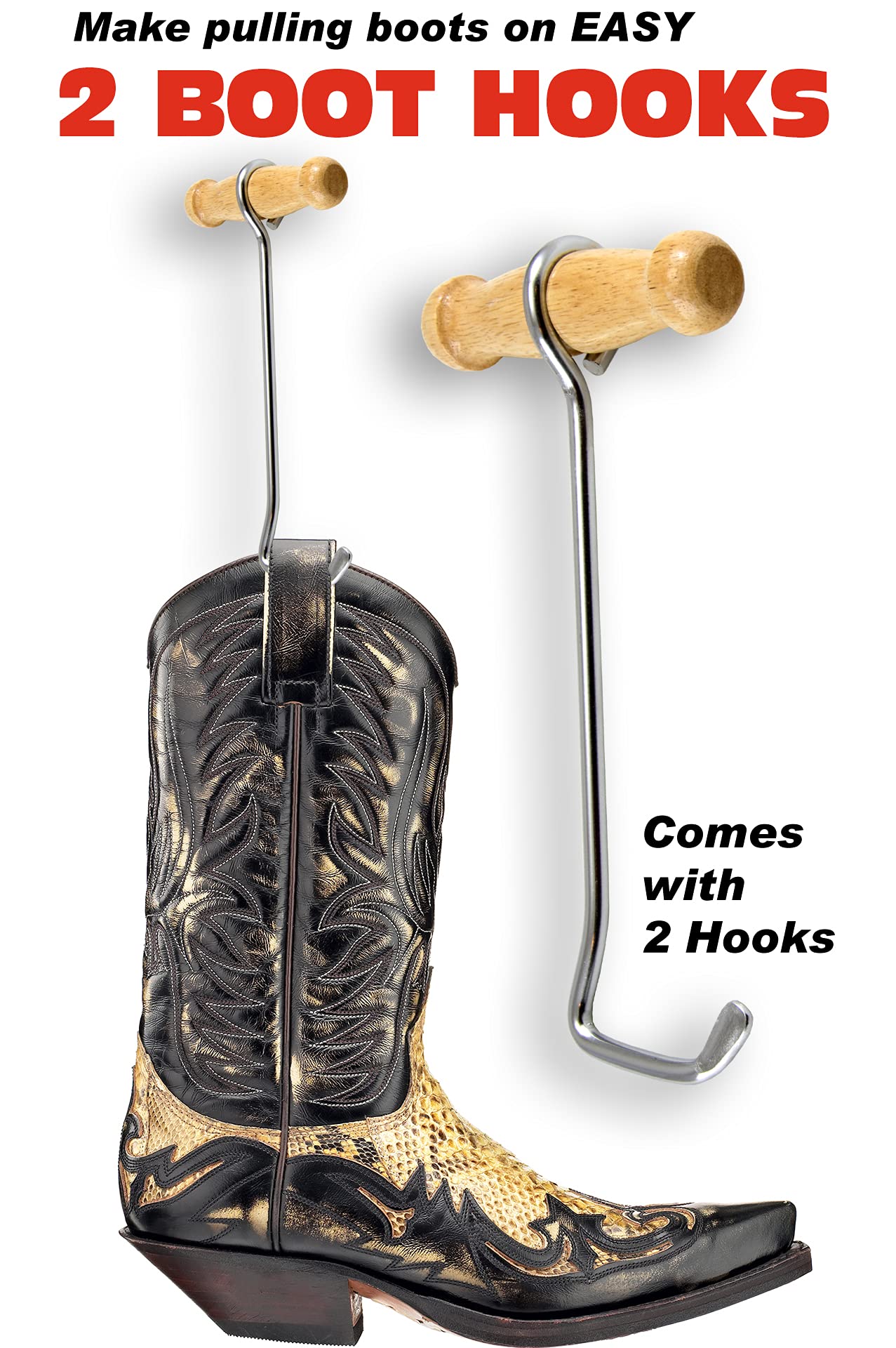 SOUTHWESTERN Boot Hooks Boot Pullers Wood Handles (14")