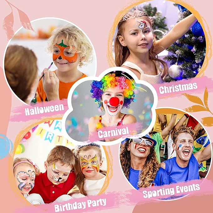 Beesjuy Face Painting Kits for Kids,12 Color Water Based Face Paint Kit, Washable Kids Body Paint for Makeup, for Birthday, Halloween, Thanksgiving Day, Cosplay Makeup, Gifts for Children