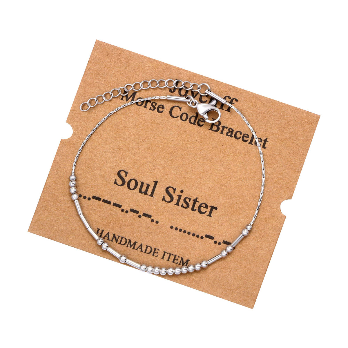 JoycuFF Soul Sister Funny Gifts Morse Code Bracelets for Women Best Friend Sister Birthday Christmas Stianless Steel Graduation