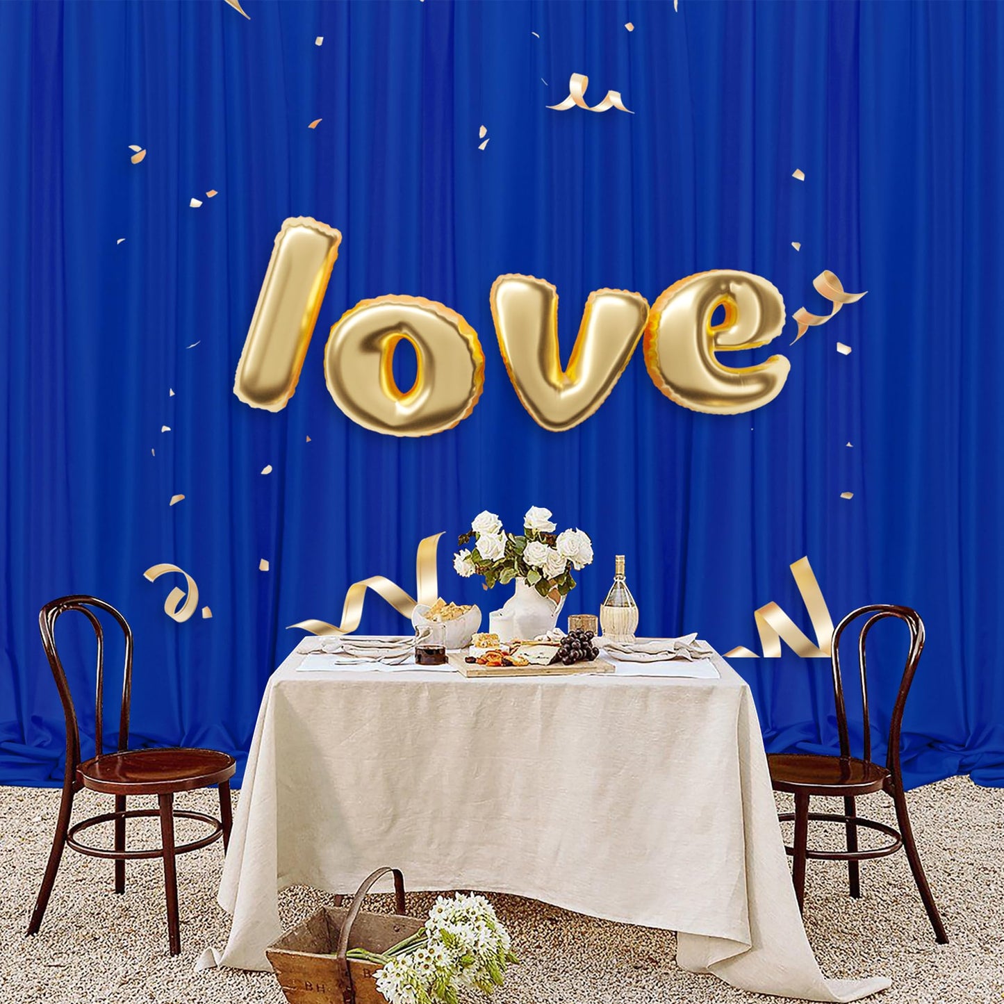 MEETSKY Royal Blue Backdrop Curtains for Parties Blue Curtains Photography Backdrop Drapes for Wedding Birthday Party Baby Showers Rod Pocket Home Sliding Door Decoration, 5ft x 8ft, 2 Panels