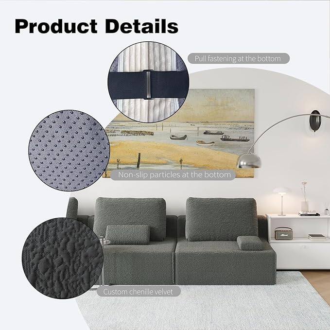 Sailret Oversized Modular Sectional Sofa, Foam-Filled Lazy Couch with Lumbar Pillow, Convertible Floor Sofa Set for Living Room Bedroom, Free Combination, Multiple Packs (1–6 Seats)
