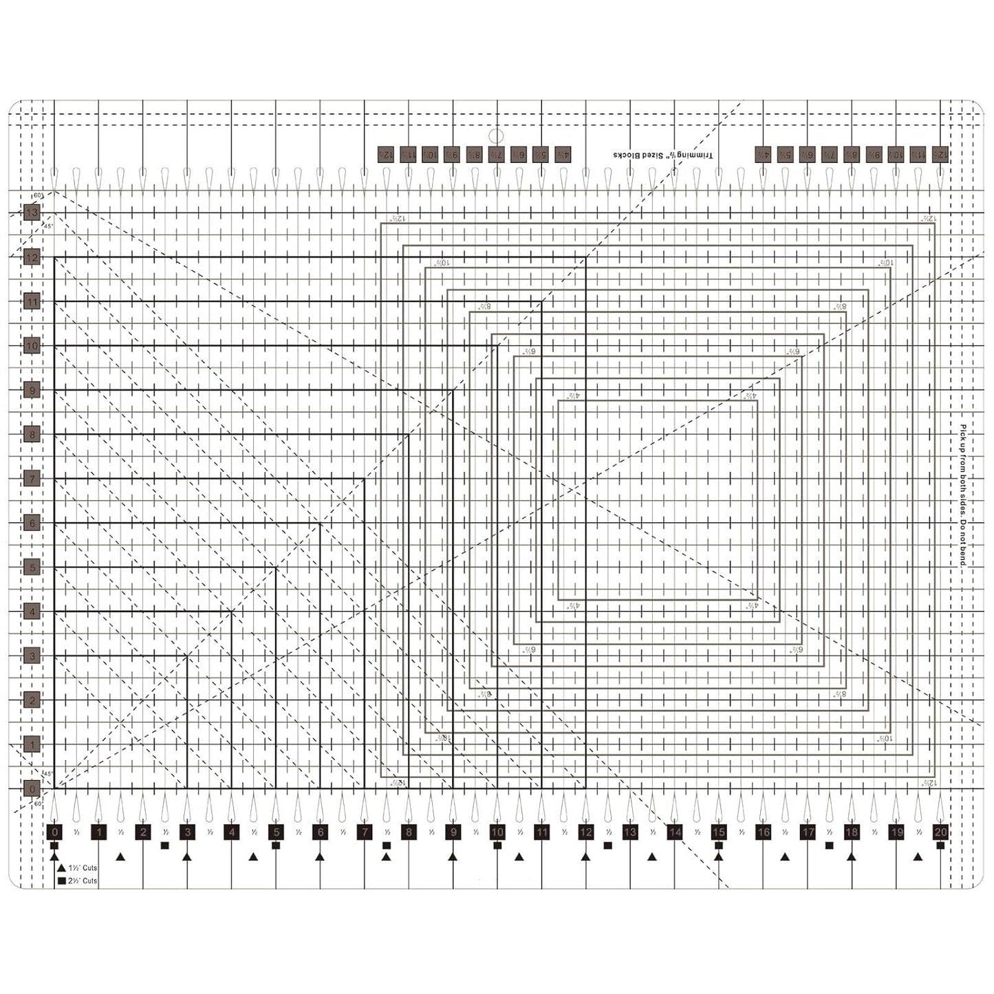 Slotted Quilting Rule, 17-3/4in x 22in, XL Quilting Rulers and Templates, Non-Slip Grip Extra Large Acrylic Fabric Strip Cutting, Sewing, Crafting, Patchwork Ruler & Template