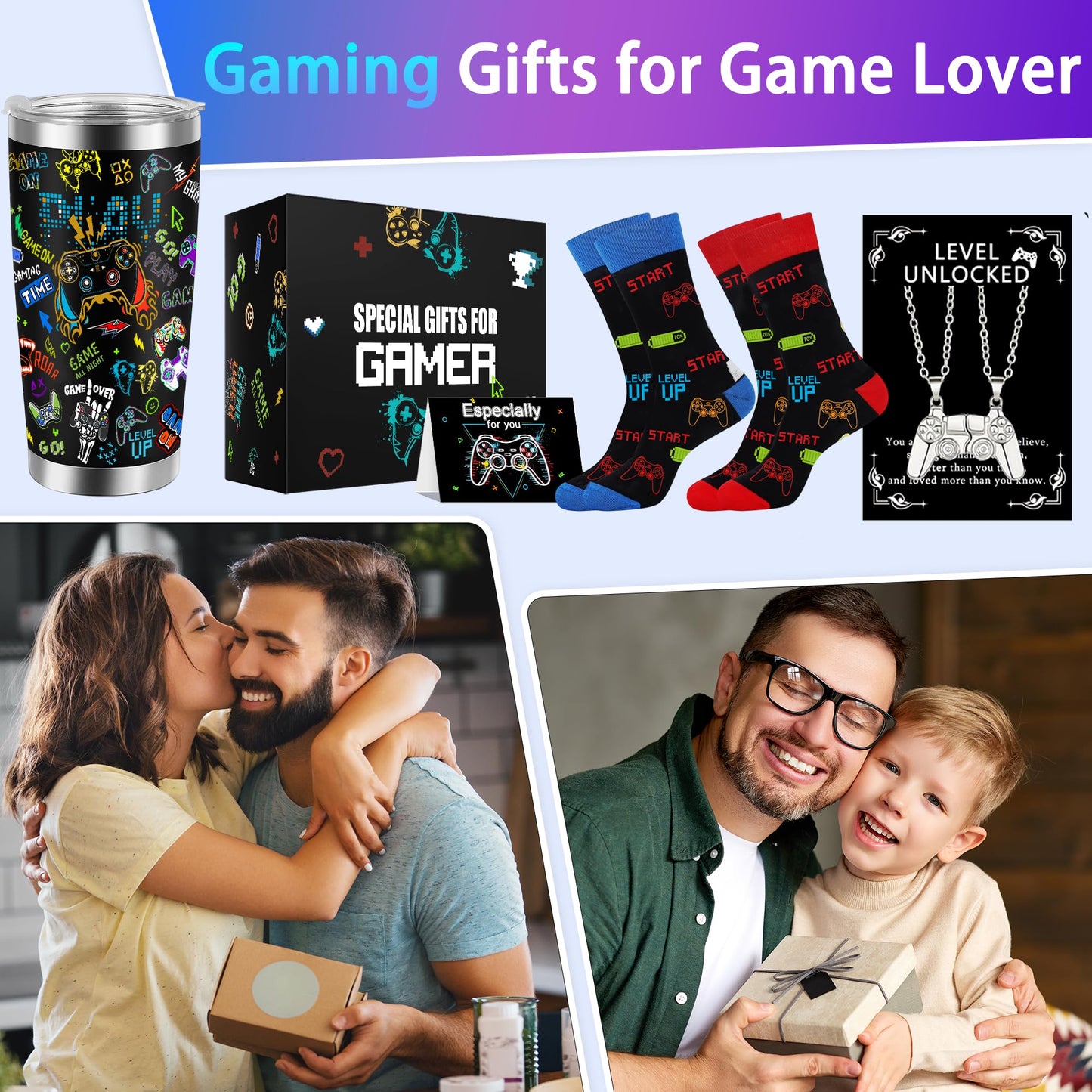 Gamer Gifts for Men Boys Boyfriend Dad Brother, Gamer Birthday Gifts for Kids Teen Boys Girls, Gaming Accessories for Room, Gaming Stuff, Gamer Presnt for Christmas - Gamer Gift Set Box