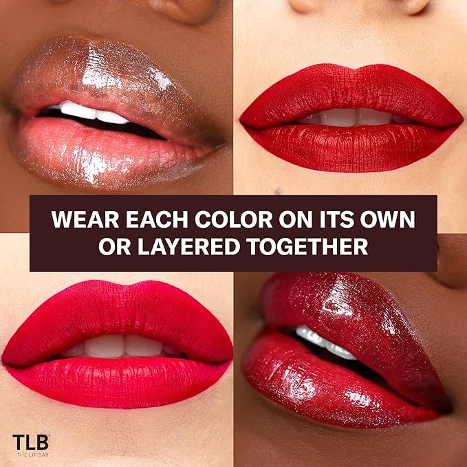 The Lip Bar - Perfect Pout Mini Lip Trio Gift Set (3 Products) - Nonstop Liquid Matte Lipstick & Non-Sticky Lip Gloss - Travel Size - Gift Box - Vegan, Gluten Free, Cruelty Free - Makeup & Cosmetics