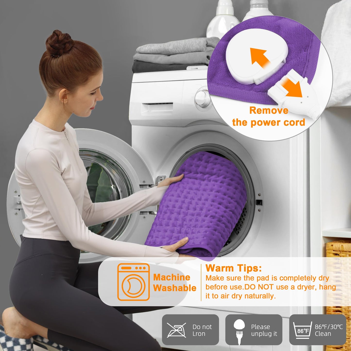 Deepsoon Heating Pad,Electric Heating Pads for Back,Neck,Abdomen,Moist Heating Pad for Shoulder,Knee,Arms,Legs,Dry/Moist Heat & Auto Shut Off,Christmas Gifts for Men and Women,Dark Purple,24x12 Inch