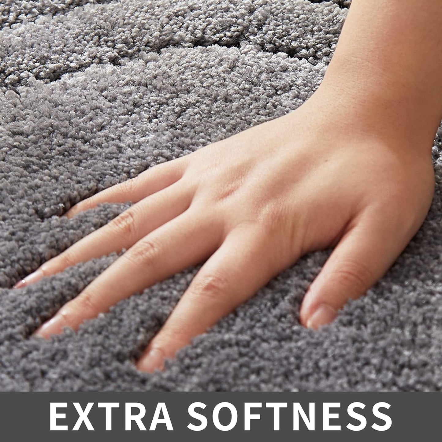 COSY HOMEER Extra Thick Bath Linen Sets Rugs for Bathroom - Anti-Slip Bath Mats Soft Plush 100% Strong Polyester Living Room Bedroom Water Absorbent(Grey,24x48 - Inches)