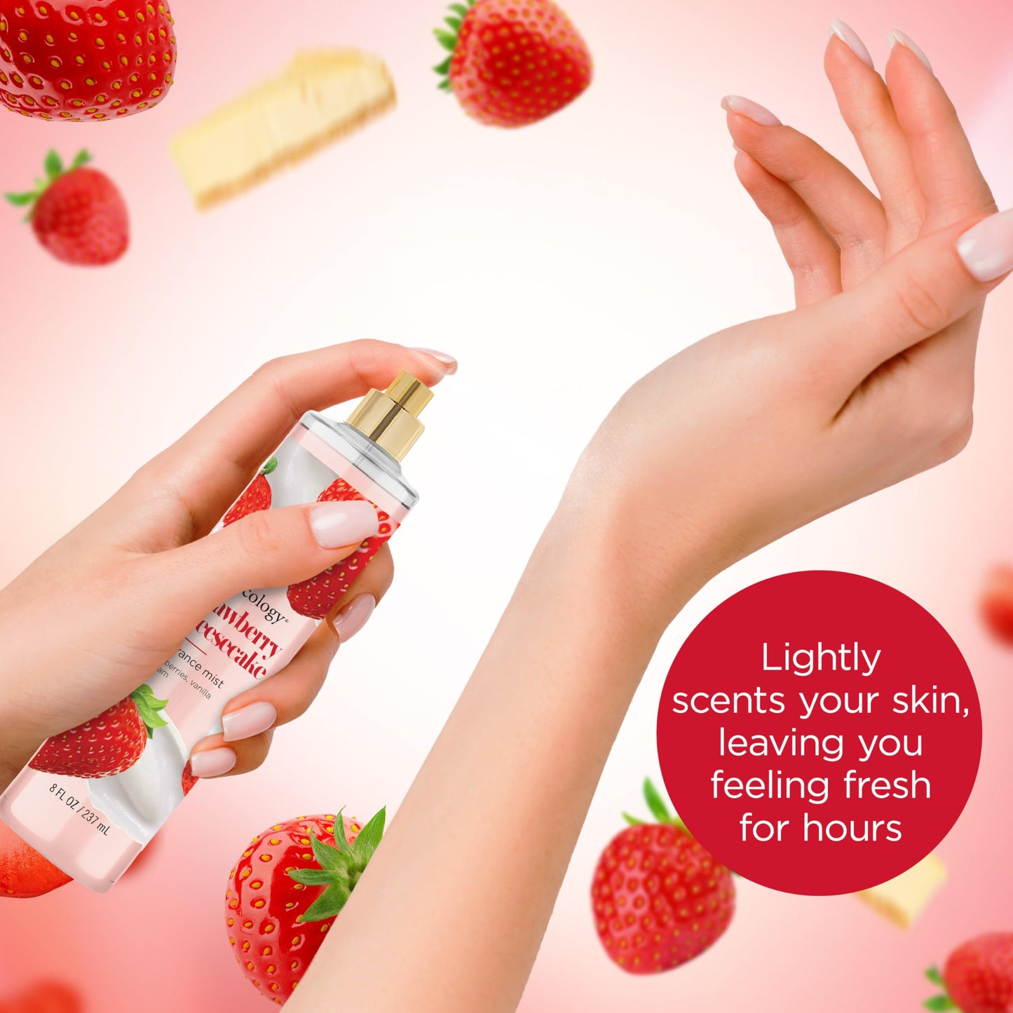 Bodycology Long-Lasting Fragrance Body Mist, Strawberry Cheesecake, 8 fl oz