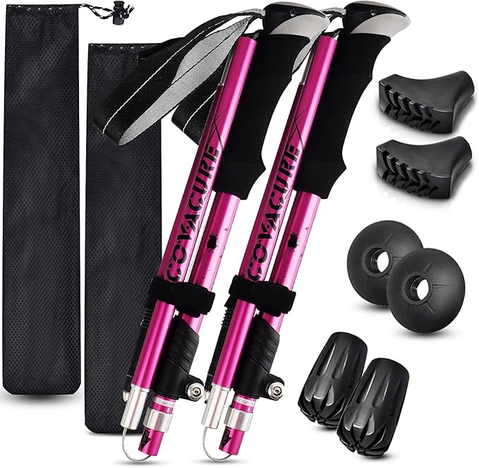 Covacure Hiking Poles Collapsible Trekking Poles - Aluminum Alloy 7075 Walking Sticks for Hiking with Telescopic & Foldabl...